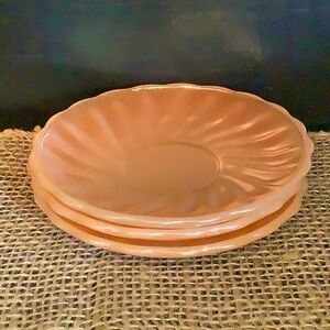 Fire King Anchor Hocking USA Oven Proof Orange Luster 3 Saucers
